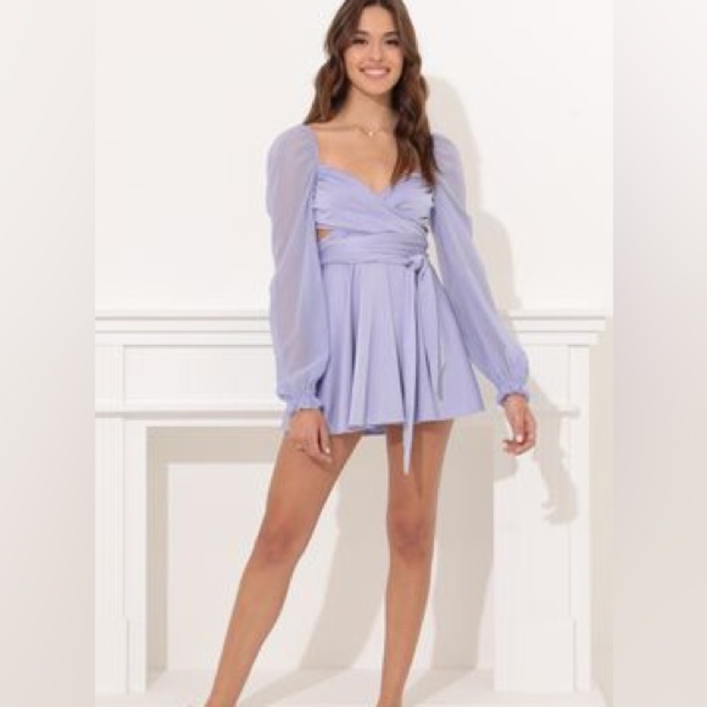 Lucy in the sky Aliah Chiffon Wrap Dress in Purple